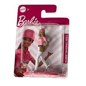 Barbie Micro Collection Baseball Doll 3” Mini Figure Pink Uniform Pocket Toy NWT
